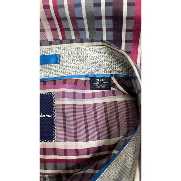 Tommy Bahama Purple Gray Plaid Long Sleeve Button Down Shirt XL - Picture 8 of 8